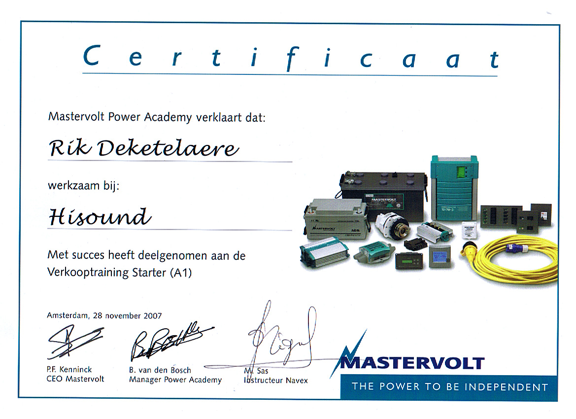 mastervolt certificaat